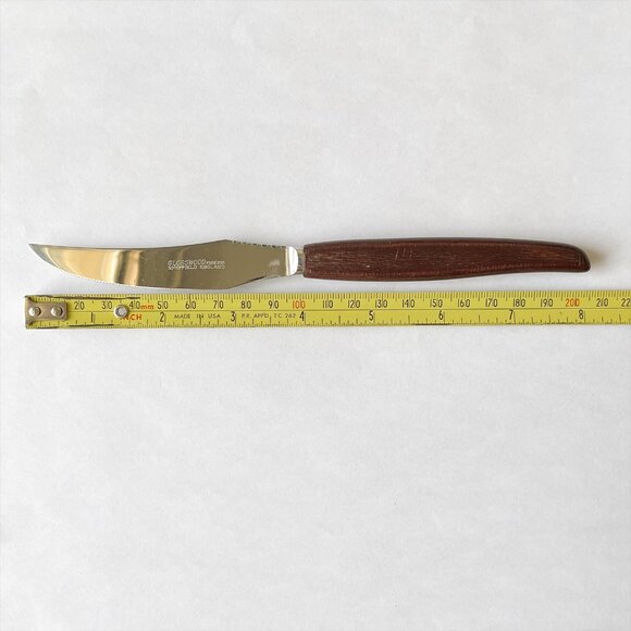 Vintage Sheffield England Set 6 MCM Dinner Forks & Steak Knives Wood Handle - Picture 7 of 7